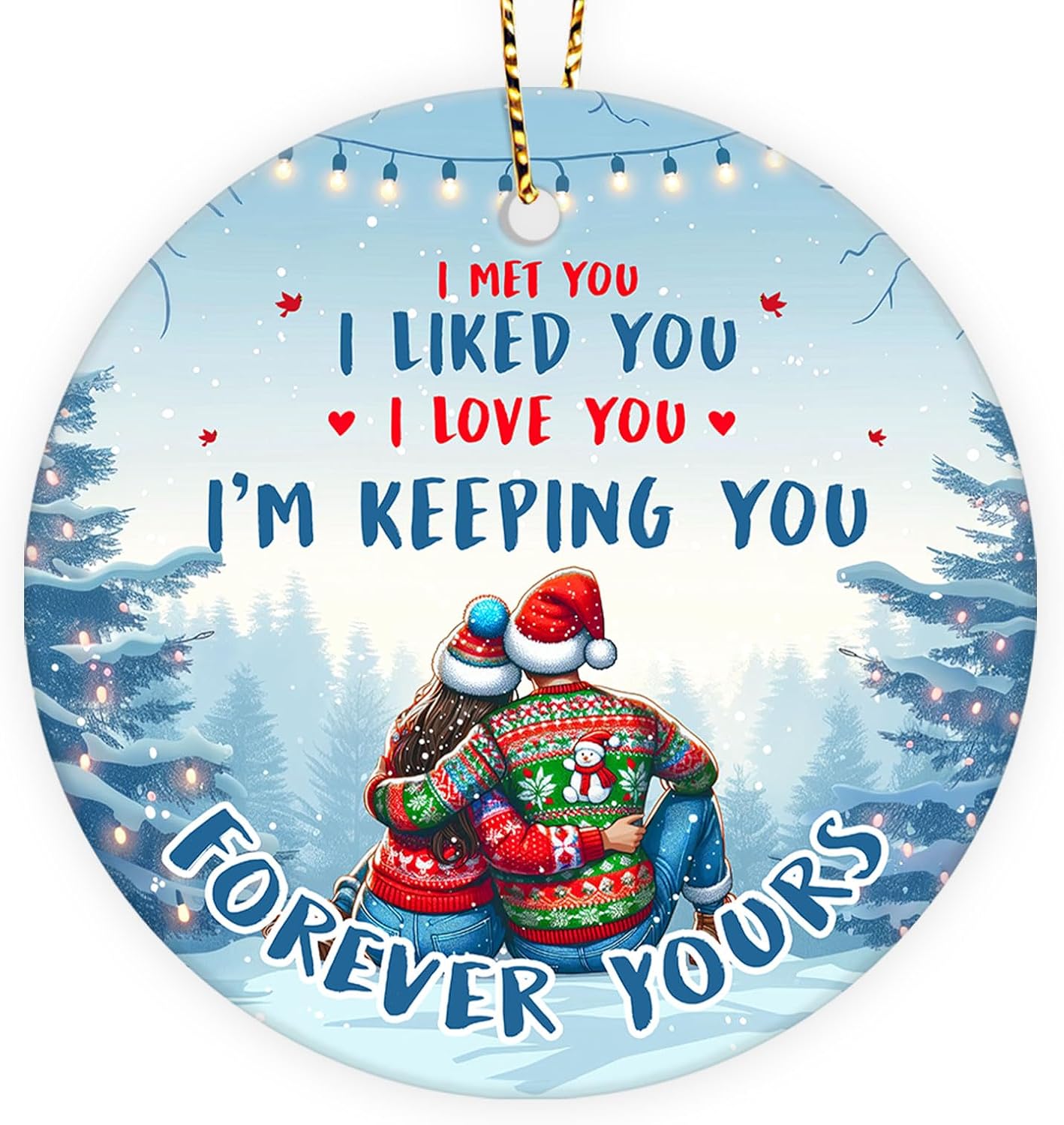 Romantic Couple Ornament – Our First Christmas Together Christmas Keepsake Decor, Boyfriend Girlfriend Husband Wife 2025