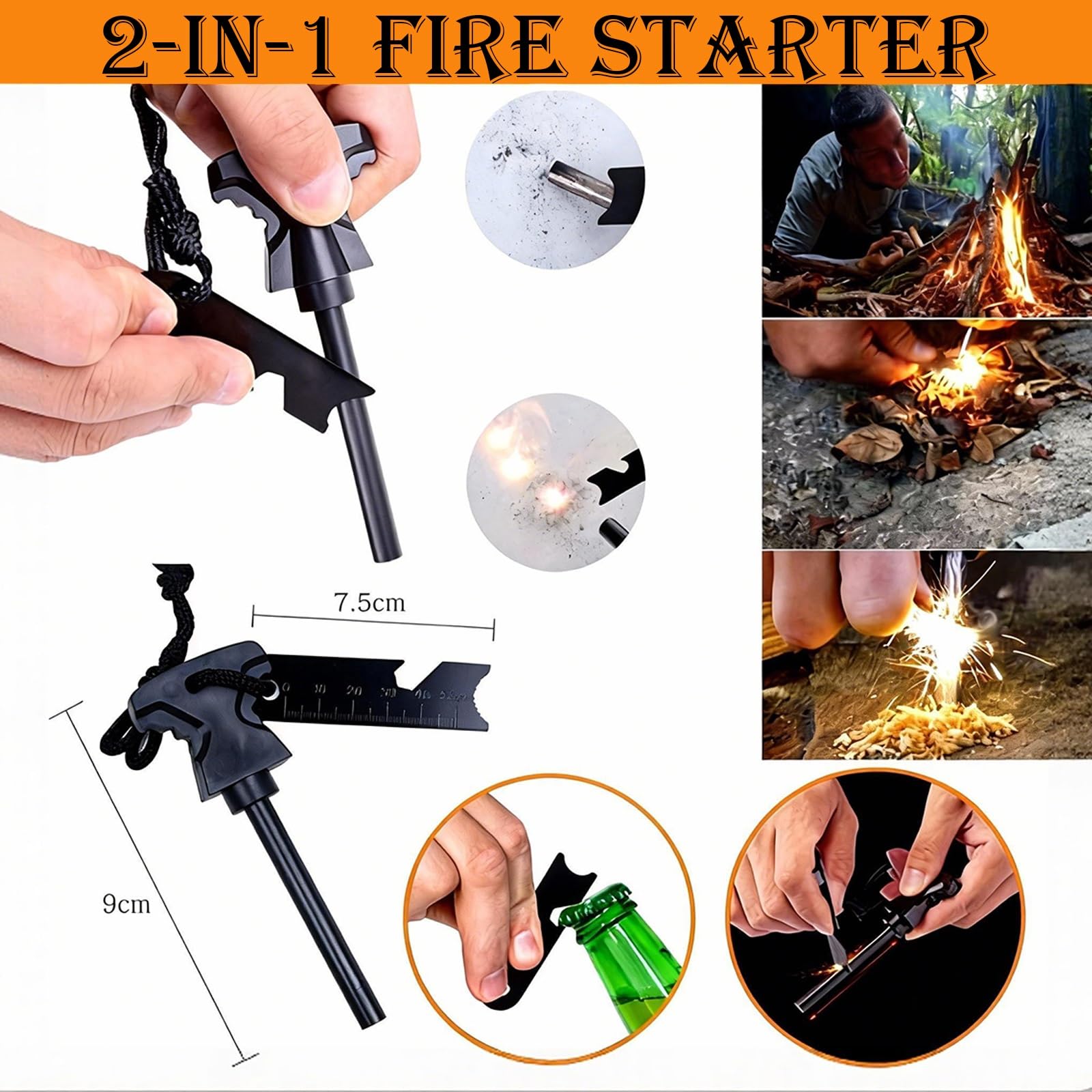 32-in-1 Überlebensset für Männer, Notfall-Ausrüstung Geschenk für Vater Ehemann - Camping Angeln Jagd, Praktisches Gadget & Zubehör