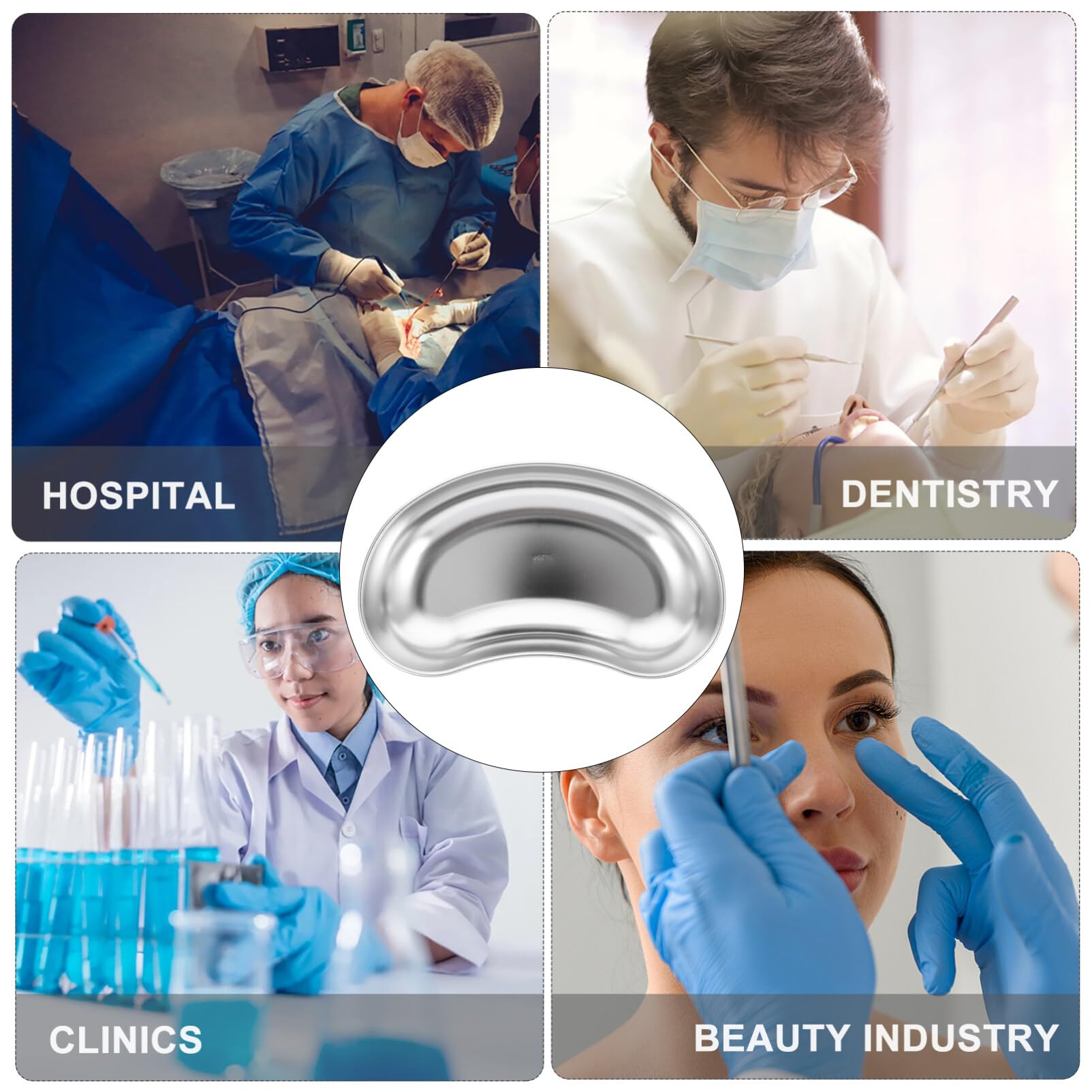 Bandeja de Acero Inoxidable para Riñonera Lavabo Emesis Instrumentos de Laboratorio Dental Quirúrgicas Médicas