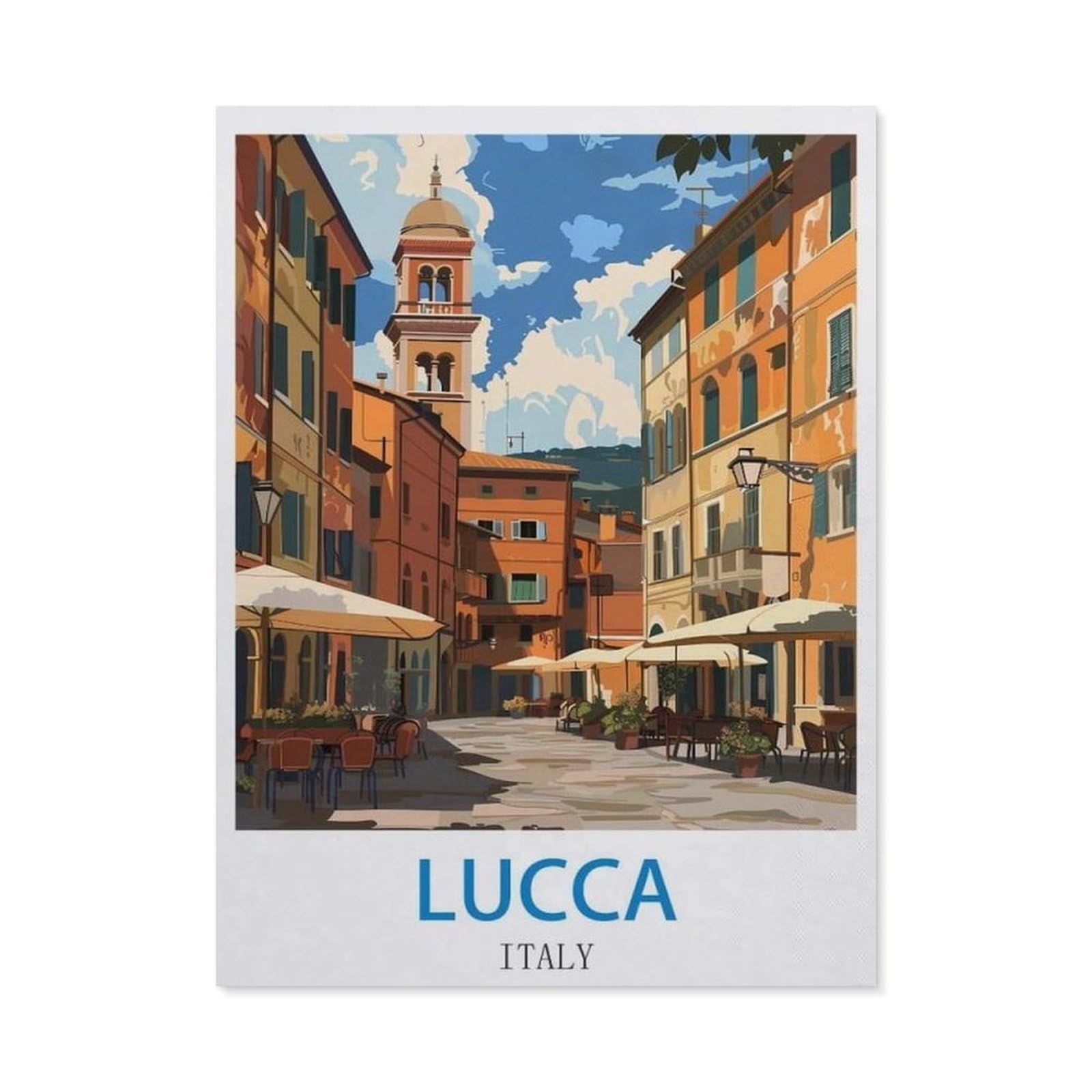Beayodkp A20 Paint By Numbers For Adults Kids Beginner，Lucca Italy,Diy Acrylic Painting By Numbers Kits With Brushes Acrylic Pigment Home Decoration Brithday Gifts(20X30cm) 7.8X11.8 Inches-Cz95