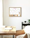 Tableau blanc pour le calendrier d'effacement à sec pour le mur, petit tableau blanc à effacement magnétique combiné & Tableau d'affichage, 13" x 17" Calendrier de cadre brun rustique / Cork Combo Board(RB-3343)