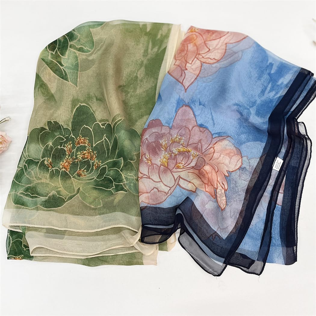 MINIDORA Lightweight Scarves for Women Elegant Floral Pattern Scarf Shawls Sunscreen Head Shawls image 5