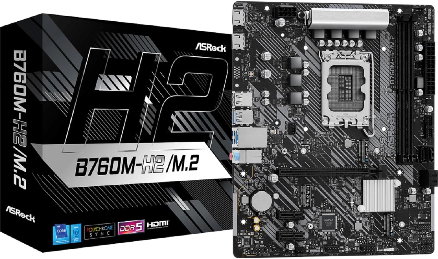 B760M-H2/M.2, Intel B760, 1700, Micro ATX, 2 DDR5, 2 HDMI, 2.5G LAN, PCIe4, 2x M.2