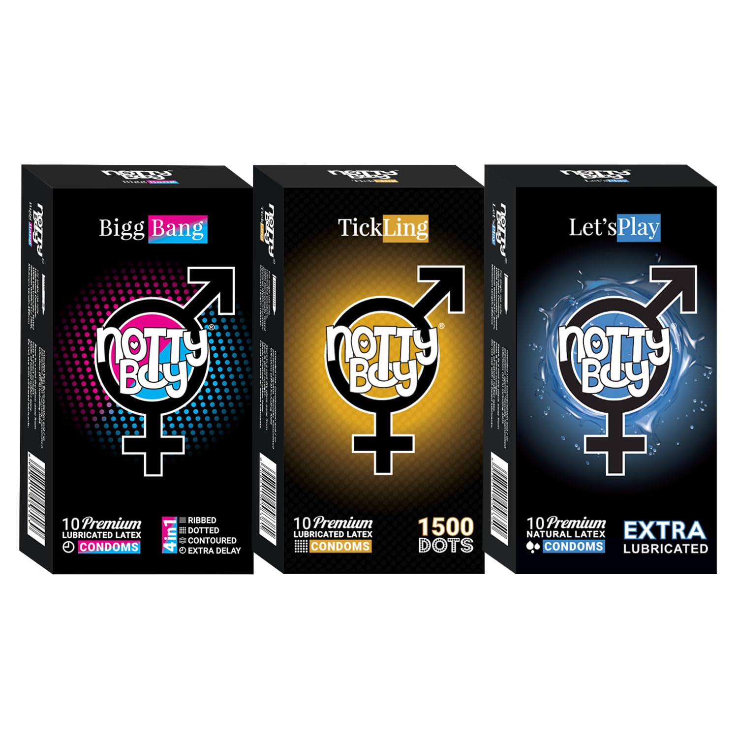 NOTTY BOY Combo 1500 Dots Dotted Condom Pack -Extra Time, Ribbed and Snug Fit, Extra Lubricated (Pack of 3, 30 Pieces)-image-36