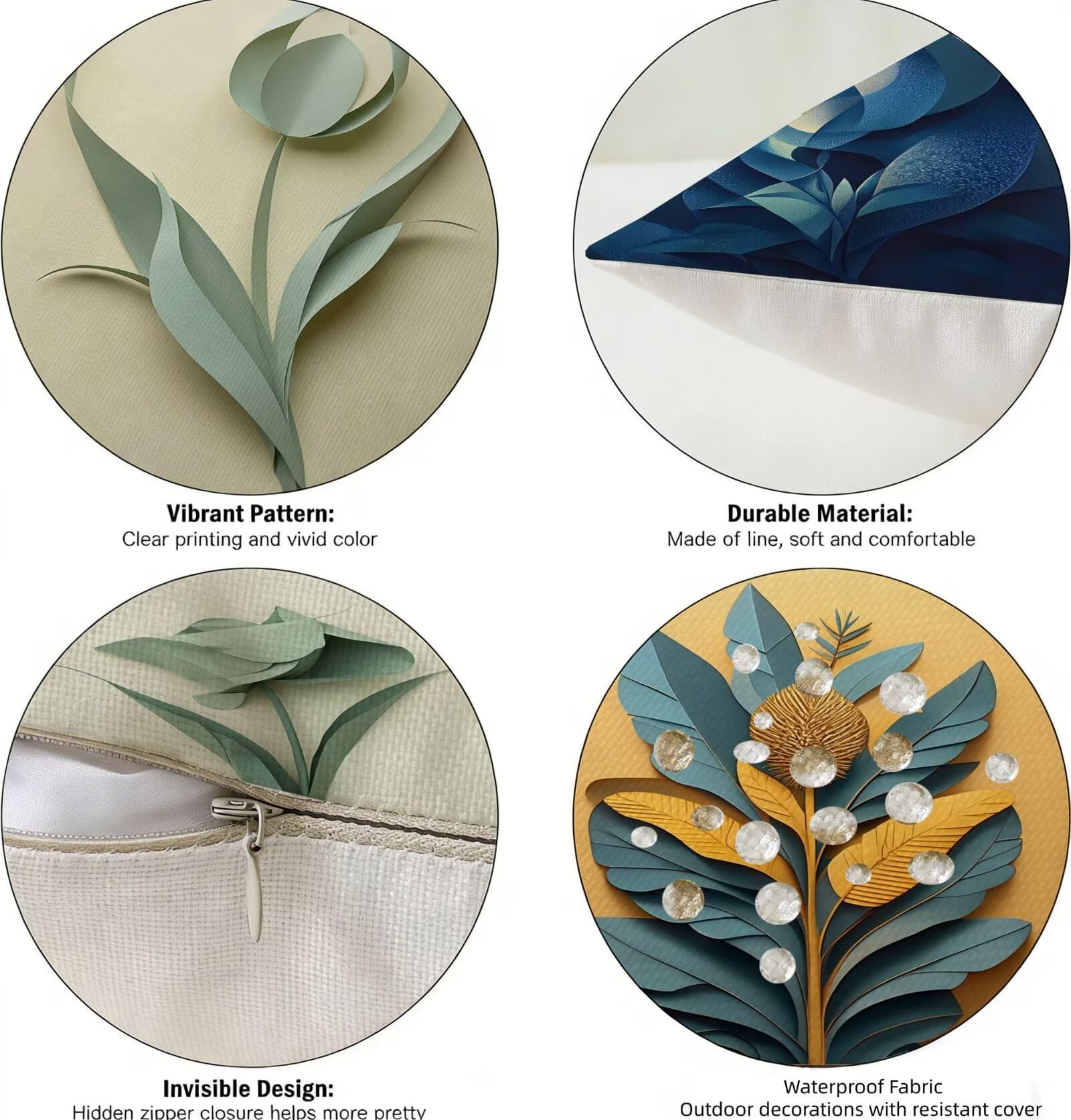 Generisch Outdoor Kissen Wetterfest 50x90cm Beige Dekokissen Kissenbezüge Blume Kissenhülle Sommer Sofakissen für Wohnzimmer Schlafzimmer Garten Dekorative 4er Set. R-1311