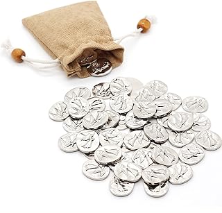 50 Pcs Spirit Guardian Angel Token - Good Luck Pocket Coin Lucky Coins - Handcrafted Silver Metal Tokens Worry Angel Coins Christian Gifts for Family Friends (Silver)