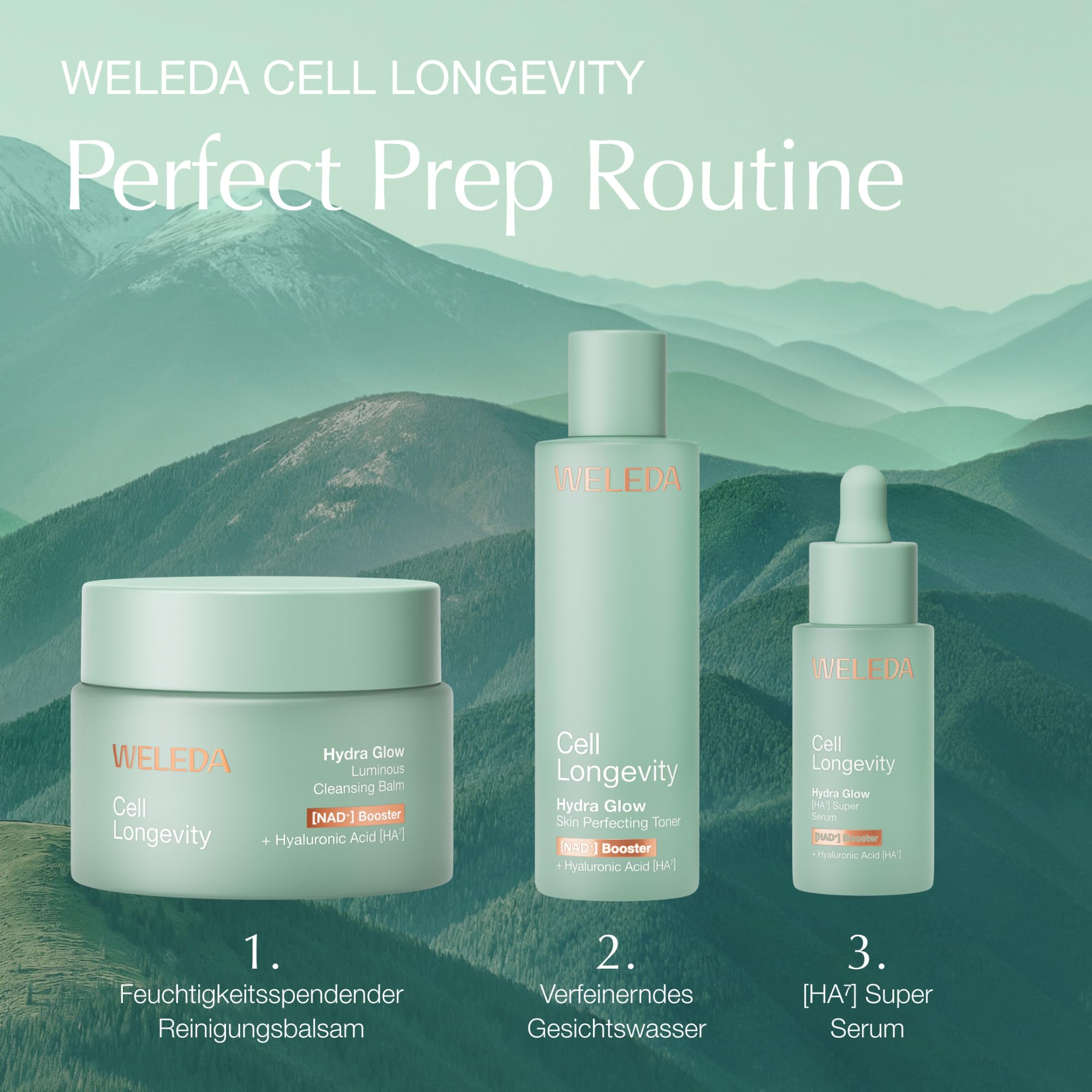 WELEDA Cell Longevity Hydra Glow Luminous Cleansing Balm - Gesichtsreinigung Balsam mit [NAD⁺] Booster & Hyaluronsäure reinigt die Haut & spendet Feuchtigkeit (Naturkosmetik, vegan, 80g)