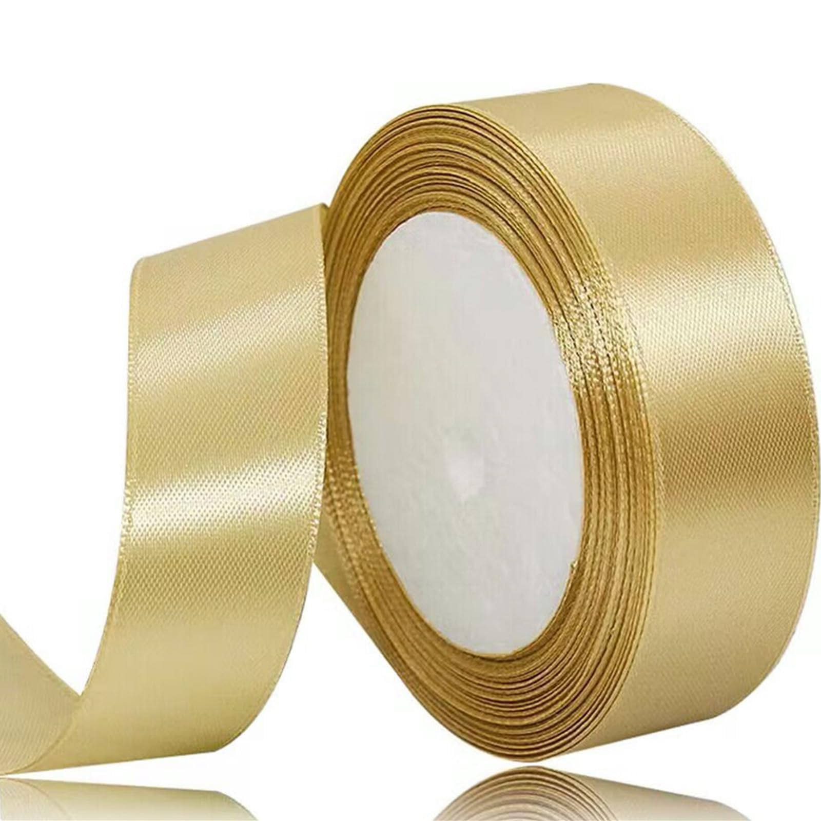 Satin Gold Ribbon 1 Inch x 24 Yards - for Bouquets, Gift Wrapping, Crafts, Hair Bows, Wreaths - Ideal for Baby Showers, Weddings - Elegant Fabric Ribbon