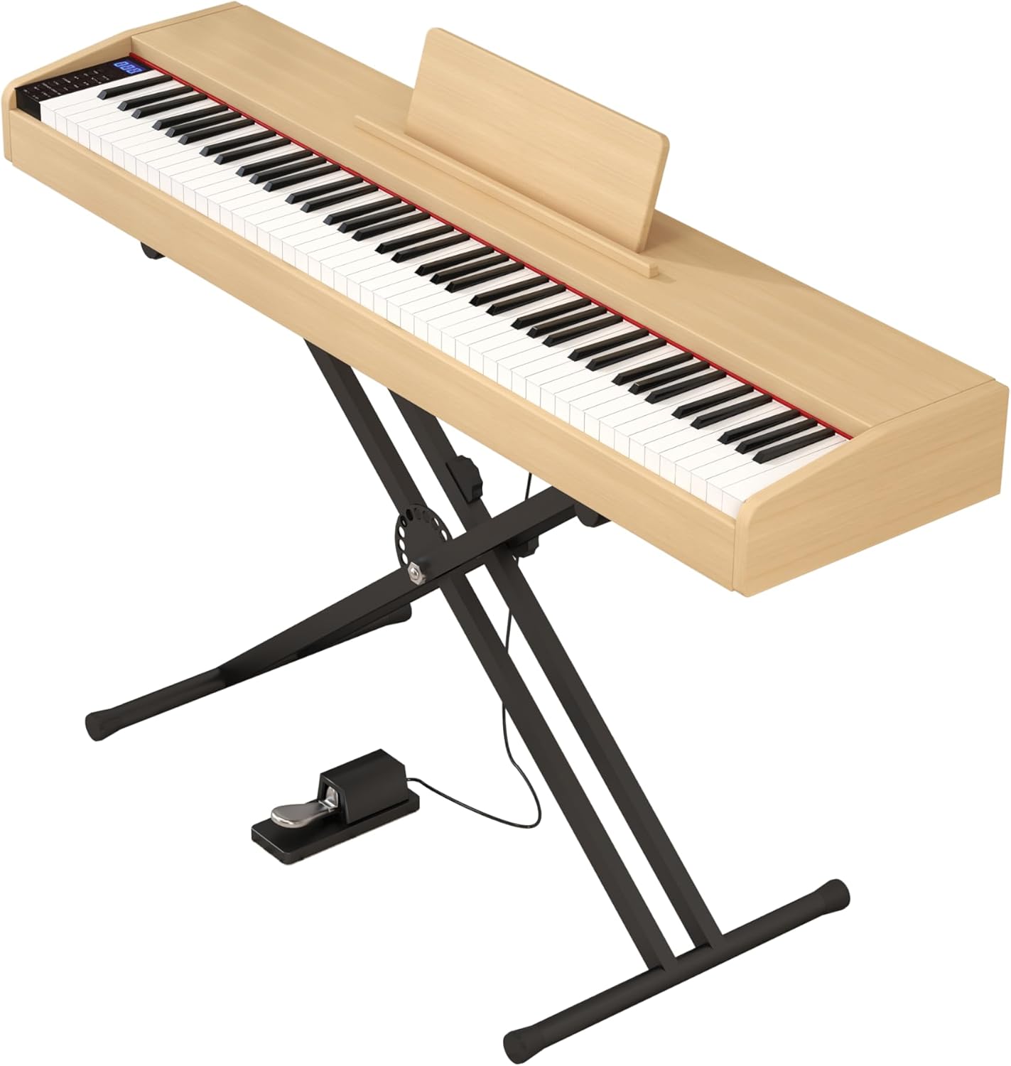 Digital Piano 88 key Semi Weighted Keyboard With X Stand & Sustain Pedal, Full-Size Beginner Electric Piano For Bluetooth, Headphone Mode, USB-MIDI (Light Apricot)