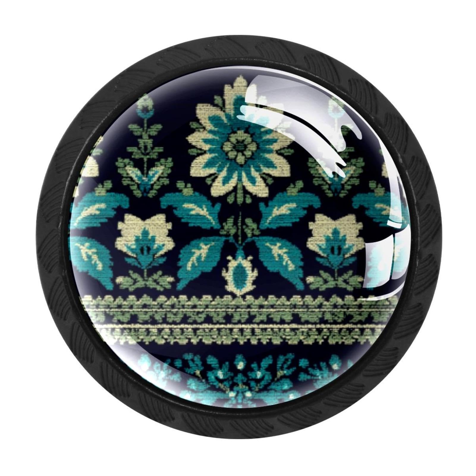 CHENZZZZ 4 Pieces Kitchen Cabinet Drawer Dresser Door Knobs Pulls Handles, Motifs African Boho Paisley Floral (25)