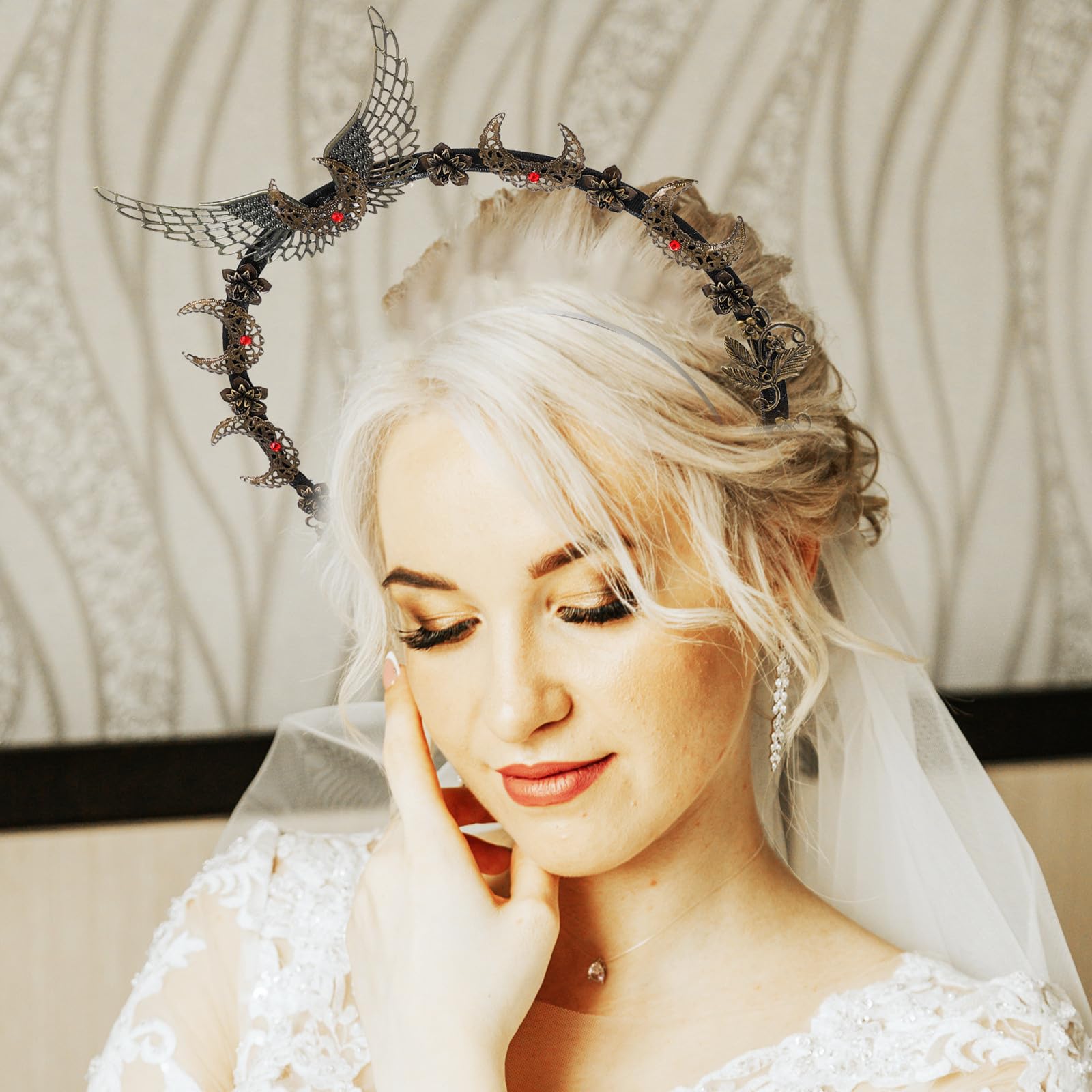 Didiseaon 4 Pezzi Cerchietto Elegante in Metallo per Chioma Donna, Nero, | Accessorio Decorativo per Festa Danzante e Fai da Te, Fatto a Mano, anche Oggetto Fotografico
