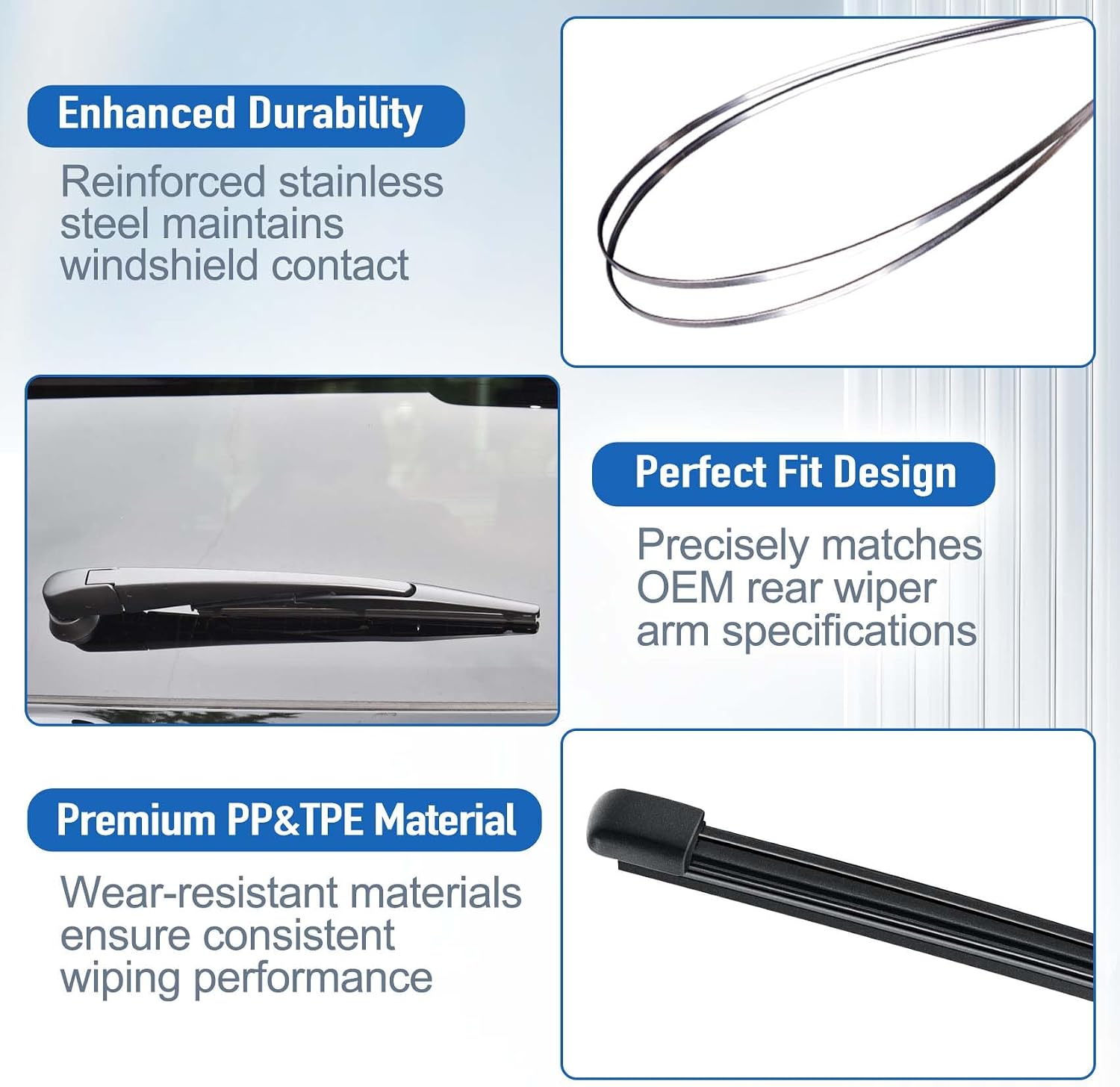 Rear Windshield Wiper for Honda CR-V 2017-2022, Streak-free OEM Back Wipers Blades, 12" Window Blade Replacement Assembly