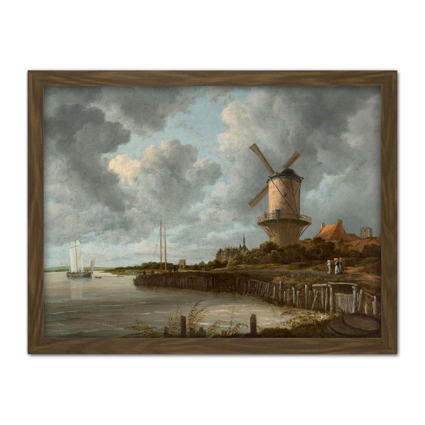 Artery8 Van Ruisdael Windmill Wijk Bij Duurstede Painting Artwork Framed Wall Art Print 18X24 Inch