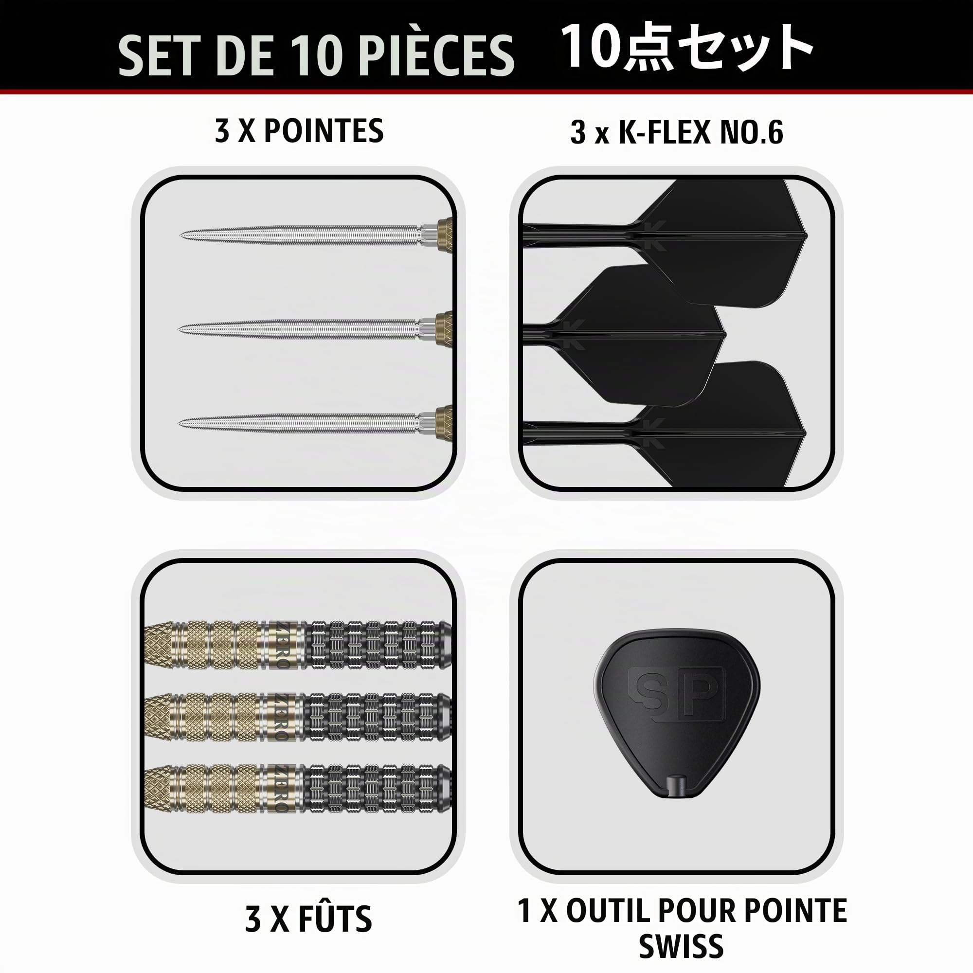 Target Japan Black Marque Reyn 90% Tungsten K-Flex Swiss Point Ensemble de fléchettes à Pointe d'acier, 24G | Vol de fléchettes KFlex, Nano-Pointes suisses, Pointes de fléchettes en Acier Noir et Or