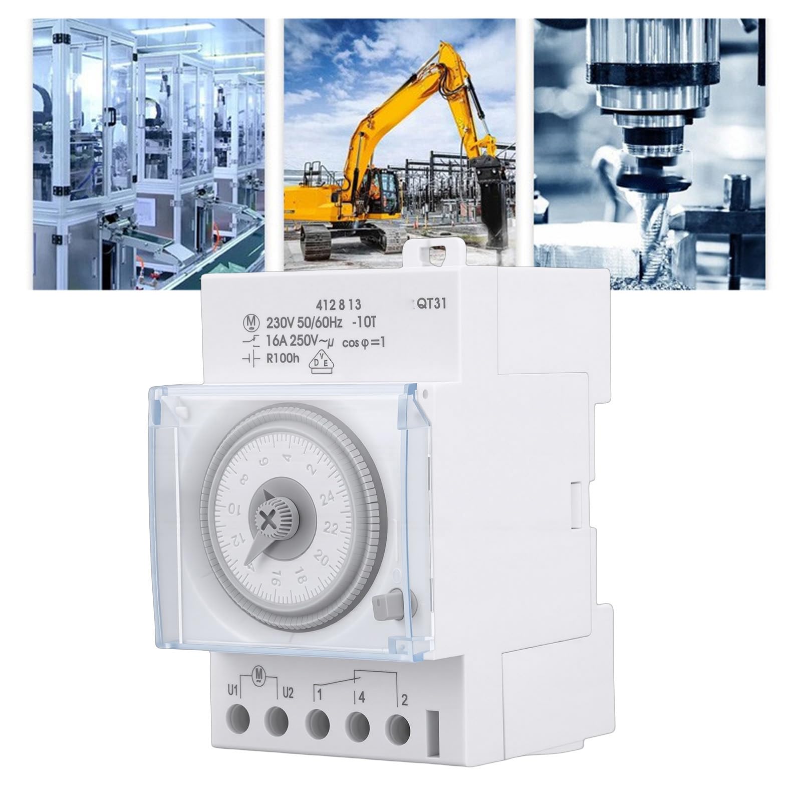 Bewinner Minuterie Mécanique avec Cycle de 24 Heures, Réglages Programmables sur 7 Jours, Installation sur Rail DIN, Coque Ignifuge pour Usage Domestique et Industriel, 16 A