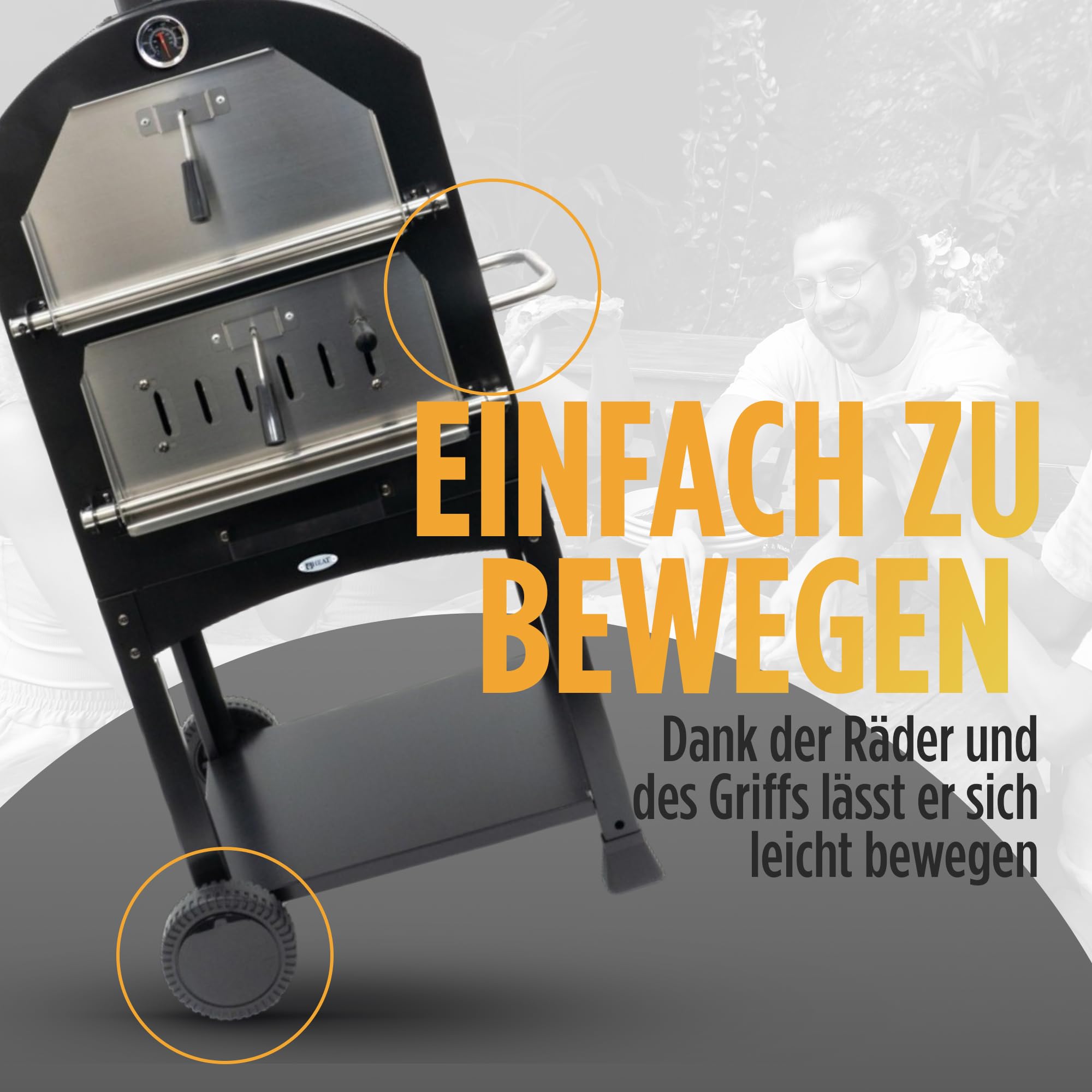 Pizzaofen Ovnhus - Gartenofen für Pizza - Außenofen für Holz, Holzkohle oder Briketts - 50x36x161 cm - Ideal für Garten oder Terrasse.