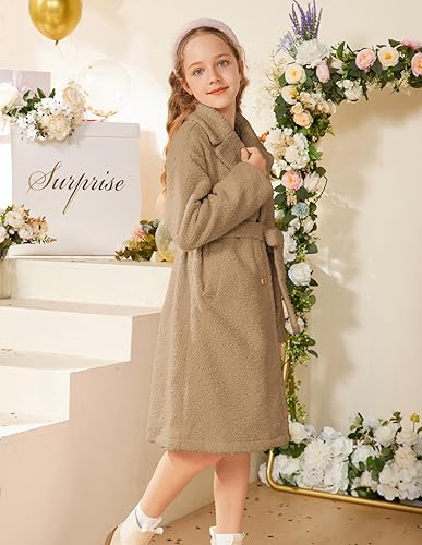 Miniatura 7 de GRACE KARIN Abrigo de vestir para niñas, abrigo acogedor de piel sintética de invierno para niñas de 5 a 12 años