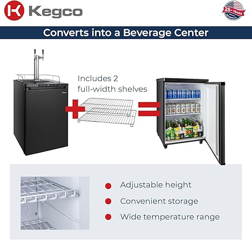 Miniatura 6 de Dispensador de cerveza de barril digital Kegco K309 Kegerator, Negro
