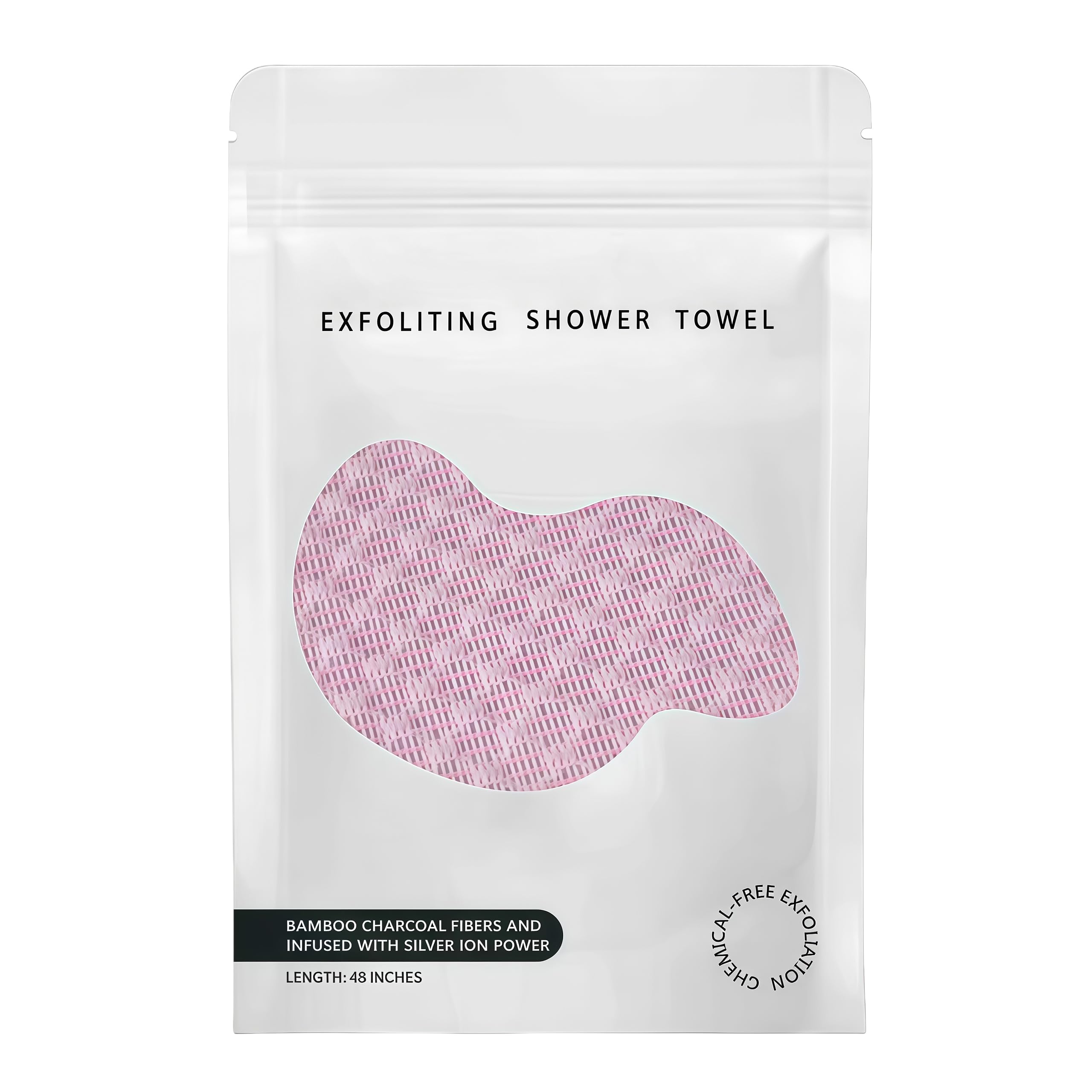 BLISALI Exfoliating Shower Towel 47",Premium Scrub Wash Cloth for Body Face, Exfoliating Washcloth for Men and Woman(Pink1)