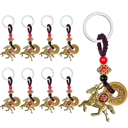 8 Pcs Horse Keychains Year of 2026 Key Ring Chinese