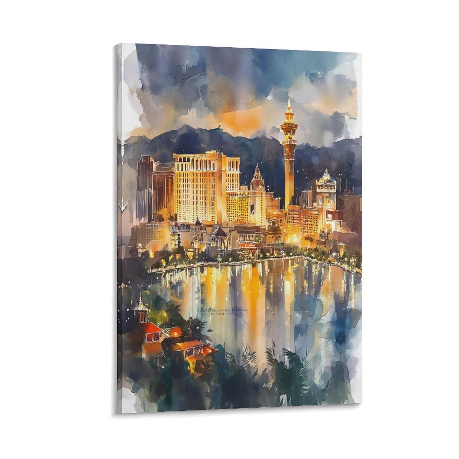Las Vegas 24x36inch(60x90cm) Vintage Travel Poster Watercolor Canvas Art
