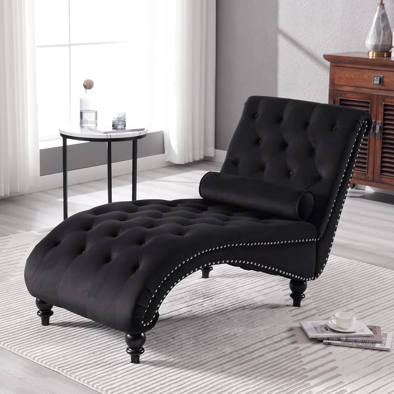 Velvet Chaise Lounge Indoor,Button-Tufted Kuwait Ubuy