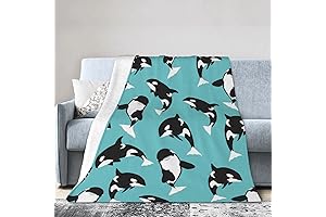 Adult Killer Whale Blanket Soft Warm Flannel Throw Blankets for Couch Sofa Bedroom