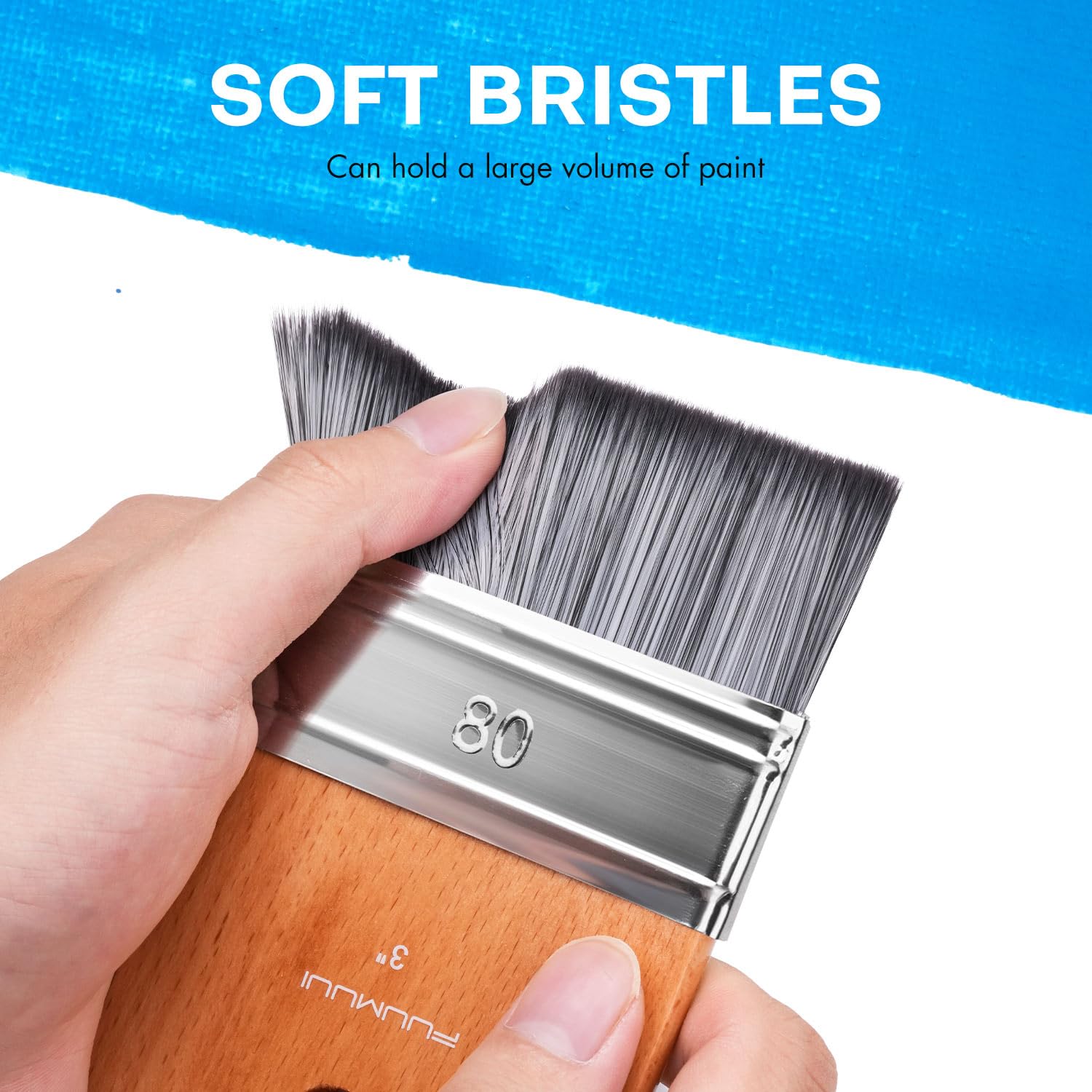 Set di 4 pennelli piatti per pittura, Fuumuui Scale, pennelli grandi, larghi e piatti con manico corto, per colori ad olio e acrilici (2,5 cm, 5,1 cm, 7,6 cm, 10,2 cm)