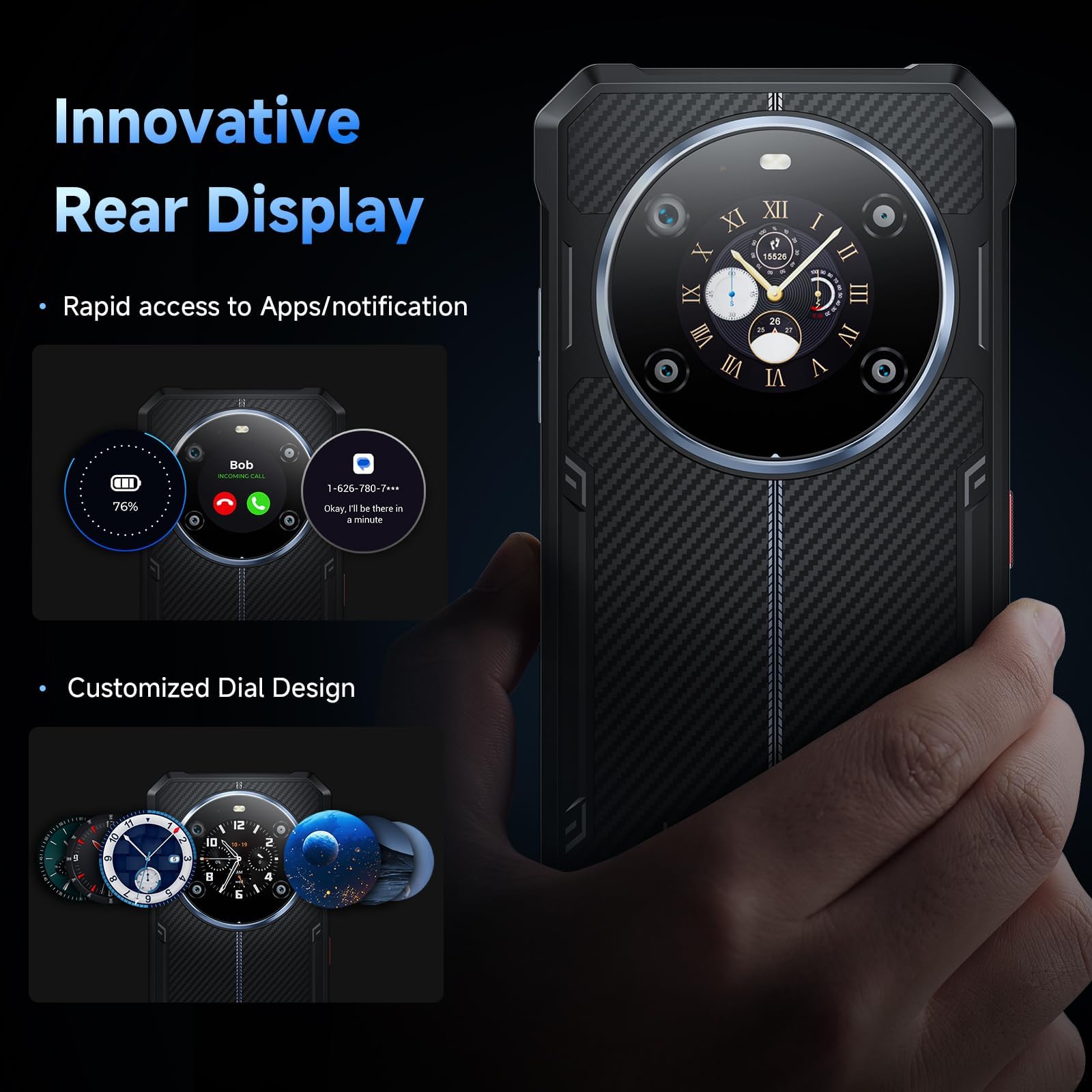 FOSSiBOT F109S Telefono Cellulare Android 15 (2025), doppio schermo, 6,745'' HD, batteria 10600 mAh/18W, 24GB RAM + 256GB ROM/TF 2TB Smartphone, 50MP, NFC/5G Wifi/GPS/IP68 / IP69K (Grigio)