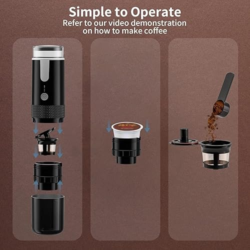 Miniatura 6 de HURRISE Cafetera portátil compatible con cápsulas K Cup y café molido, cafetera de mano operada manualmente para acampar, senderismo, conducción,