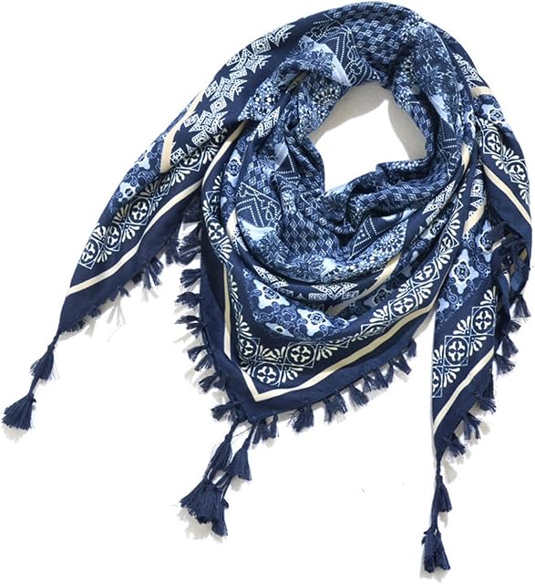 Écharpe pour les femmes - 45" Grande place Bohème Floral Châle Enveloppes Couverture Écharpe légère Dames Tête de Tassel Echarpe