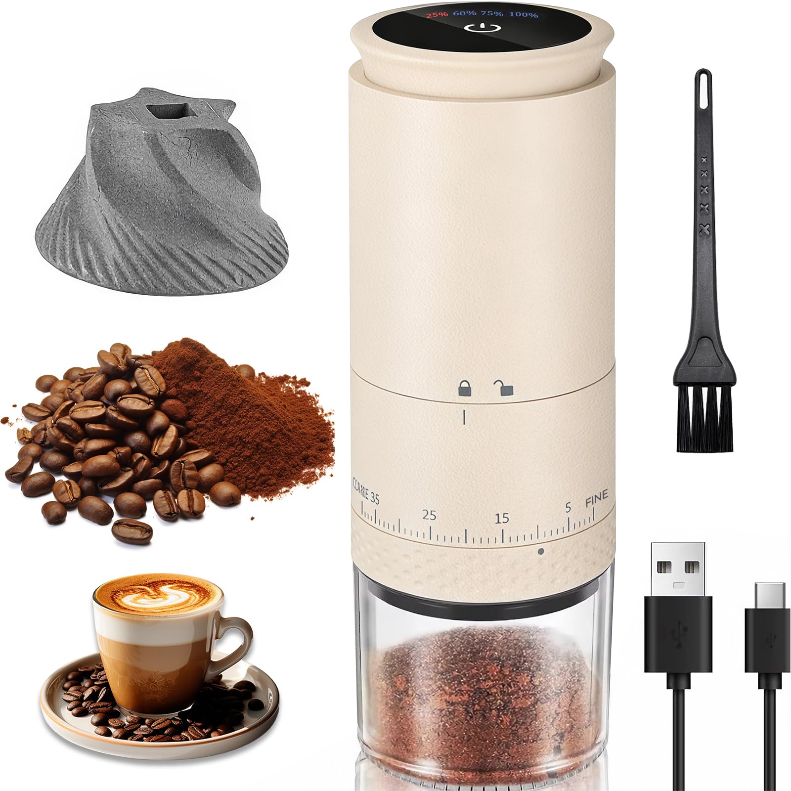 Moulin à café électrique de voyage et camping pour un expresso au bureau