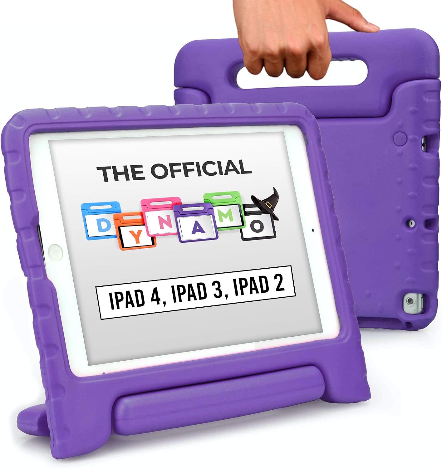 Cooper Dynamo [Rugged Kids Case] Protective Case for iPad 4, iPad 3, iPad 2 | Protective Child Proof Cover, Stand, Handle, Screen Protector (Purple)