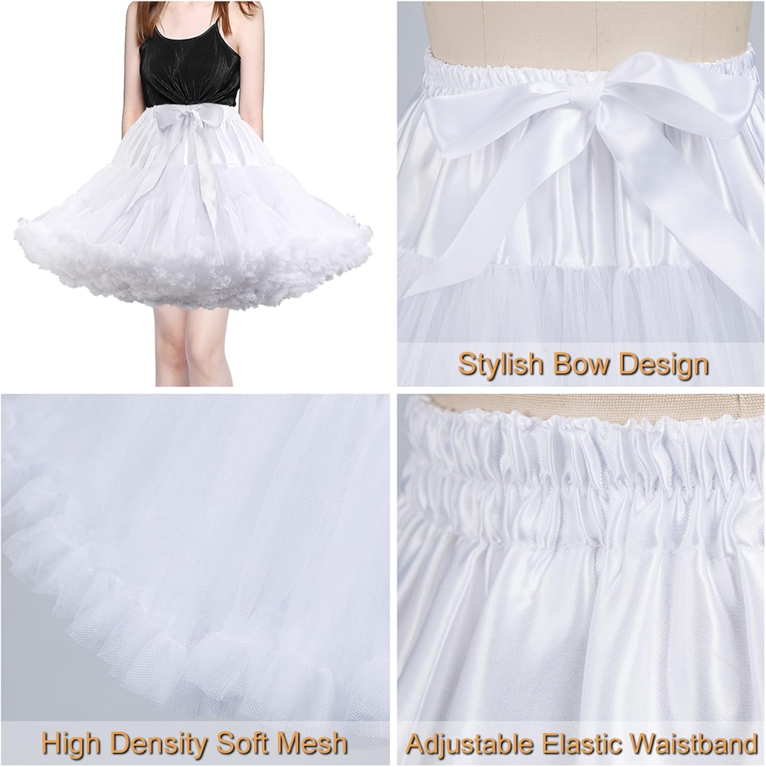 SHEJIZE Women's Petticoat Skirts Chiffon Tulle Skirts Underskirt Tutu Ballet Dress Puffy Crinoline - Image 2