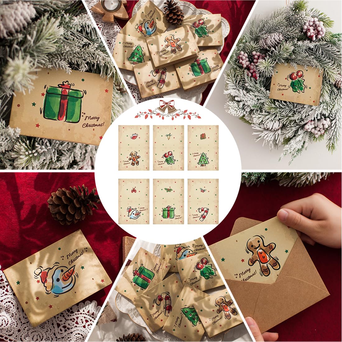 Outus Lot de 48 mini cartes de vœux de Noël mignonnes avec enveloppes, 6,8 x 6,9 cm Outus Lot de 48 mini cartes de vœux de Noël mignonnes avec enveloppes, 6,8 x 6,9 cm