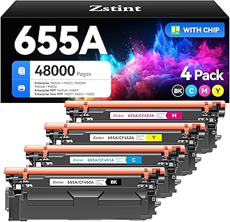 655A Toner Cartridge set 4-Pack Replacement for HP 655A CF450A CF451A CF452A CF453A Compatible with HP Color LaserJet Enterprise Flow MFP M681f M682z M652n M653dh Printer Ink Black Cyan Magenta Yellow