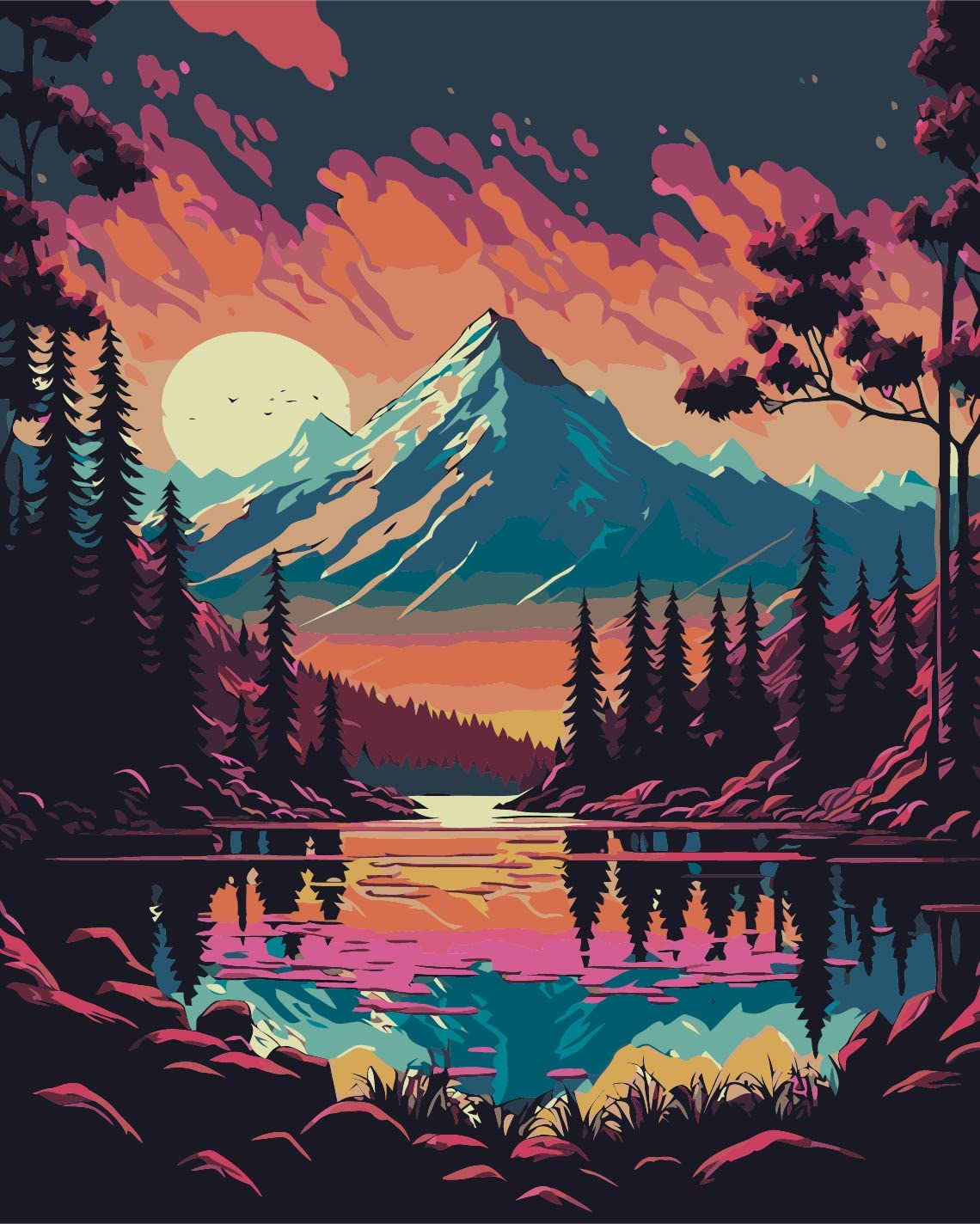 CICISTORY Pintura por Números para Adultos, DIY Kit de Pintura al Óleo de Lienzo para Niños Pintar por Números Pintura al Óleo Principiantes Sin Marco 40x50cmMontaña lejana