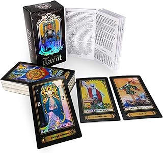 GIMURM Tarot Cards Deck with Guidebook Sets,Holographic Classic 78-Tarot Cards Fortune Telling Game,Traditional Tarot for Tarot lover,Beginners,Glowing Shining