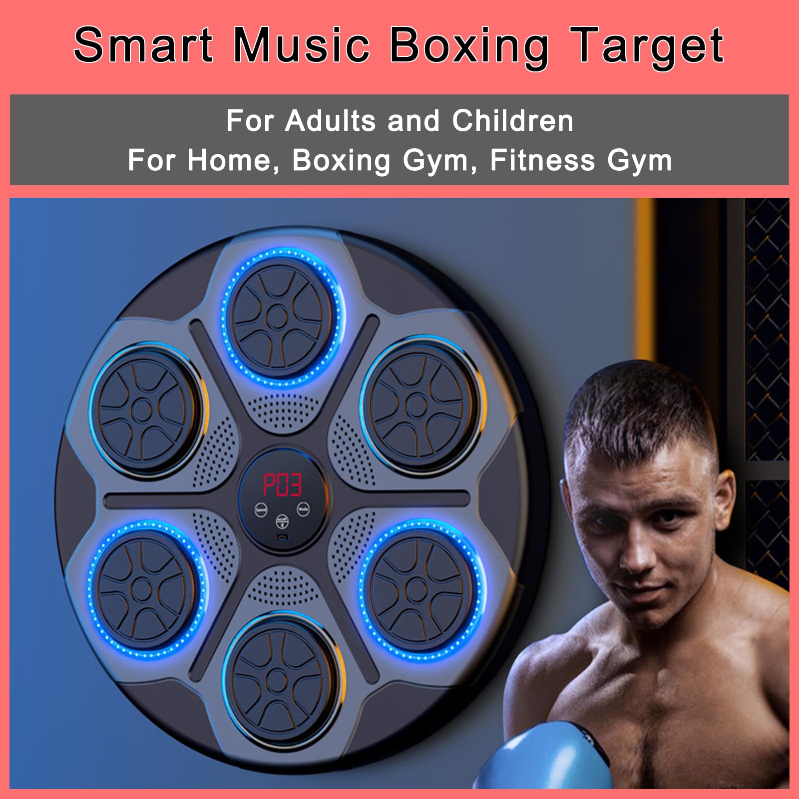 Muzyczna maszyna bokserska dla dorosłych i dzieci, montowany na ścianie cel bokserski, inteligentny odtwarzacz muzyczny Bluetooth, do użytku w pomieszczeniach, siłowni, sali bokserskiej