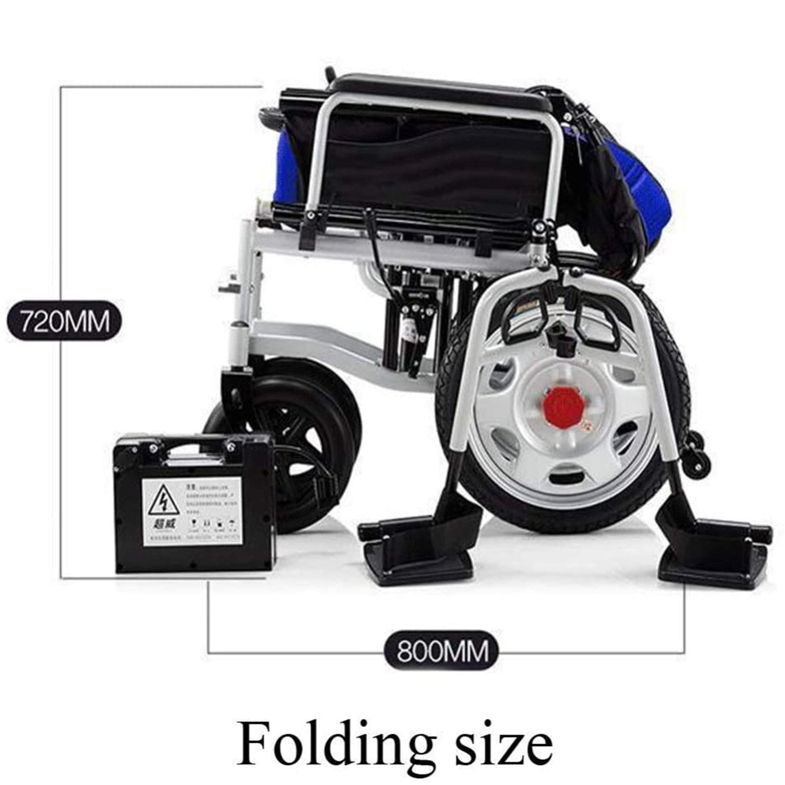 Sedia a rotelle elettrica, Sedia a rotelle elettrica pieghevole Sedia a rotelle intelligente Sedia a rotelle per anziani più sicura Super Endurance,Blu