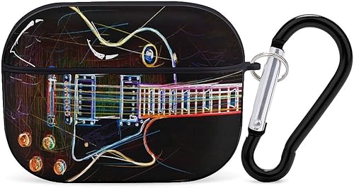Funda de color guitarra eléctrica para Airpods Pro (21 generación) con llavero, funda protectora completa a prueba de golpes, funda rígida de