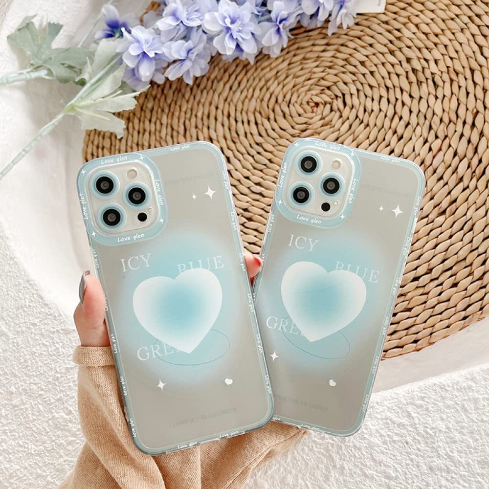 Niebieskie etui na telefon w kształcie serca dla iphone 12 11 Pro Max X XS XR 7 8 Plus odporne na wstrząsy silikonowe etui chroniące przed upadkiem, 1 dla iPhone X XS