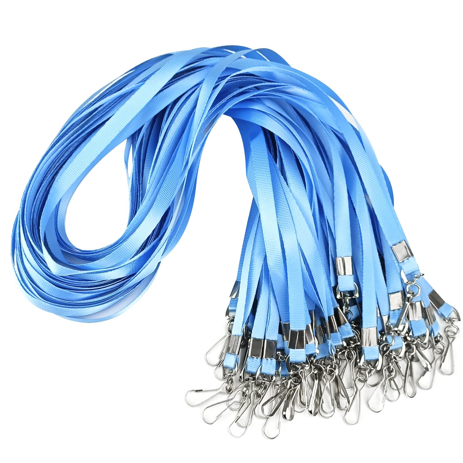 Bulk Lanyards Lanyards for ID Badges,Lanyards with Swivel Hook Clips for Name Tag Lanyard ID Holder (Light Blue, 100 packs)