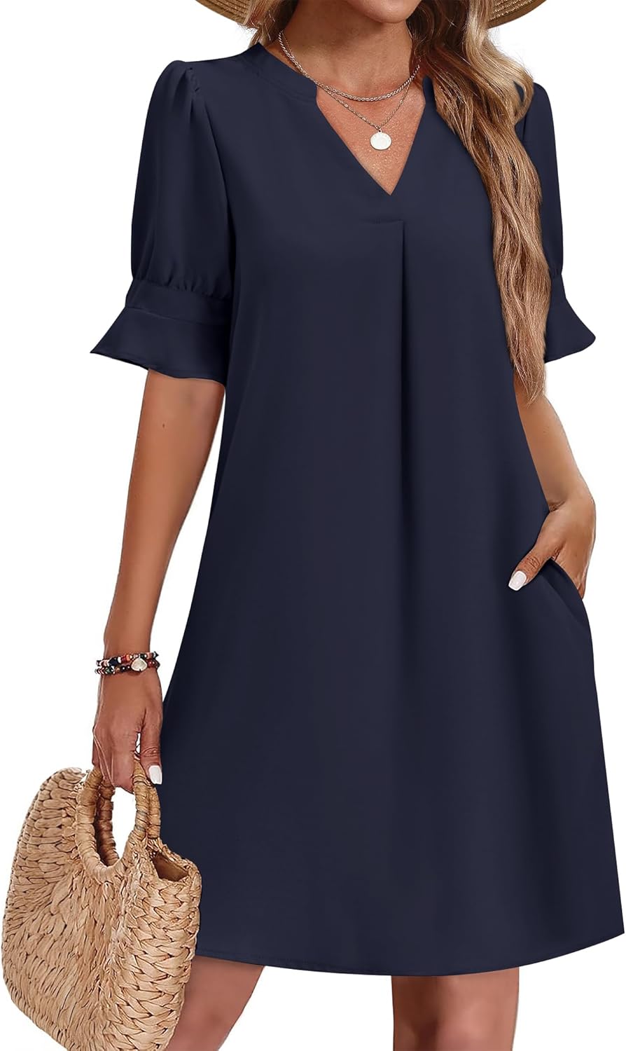 Zeagoo Summer Dresses for Women 2026 V Neck Ruffle Sleeve Casual Shift Dress Hawaiian Sundress Beach Vacation Clothes - Image 7