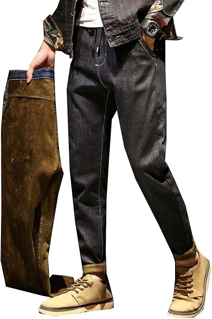 Amazon Puhao プハオ 裏起毛パンツ メンズ 防寒パンツ デニム パンツ ジーンズ ストレート ゆったり ストレッチ 裏フリース イージーパンツ 大きいサイズ 冬 ジーンズ 通販