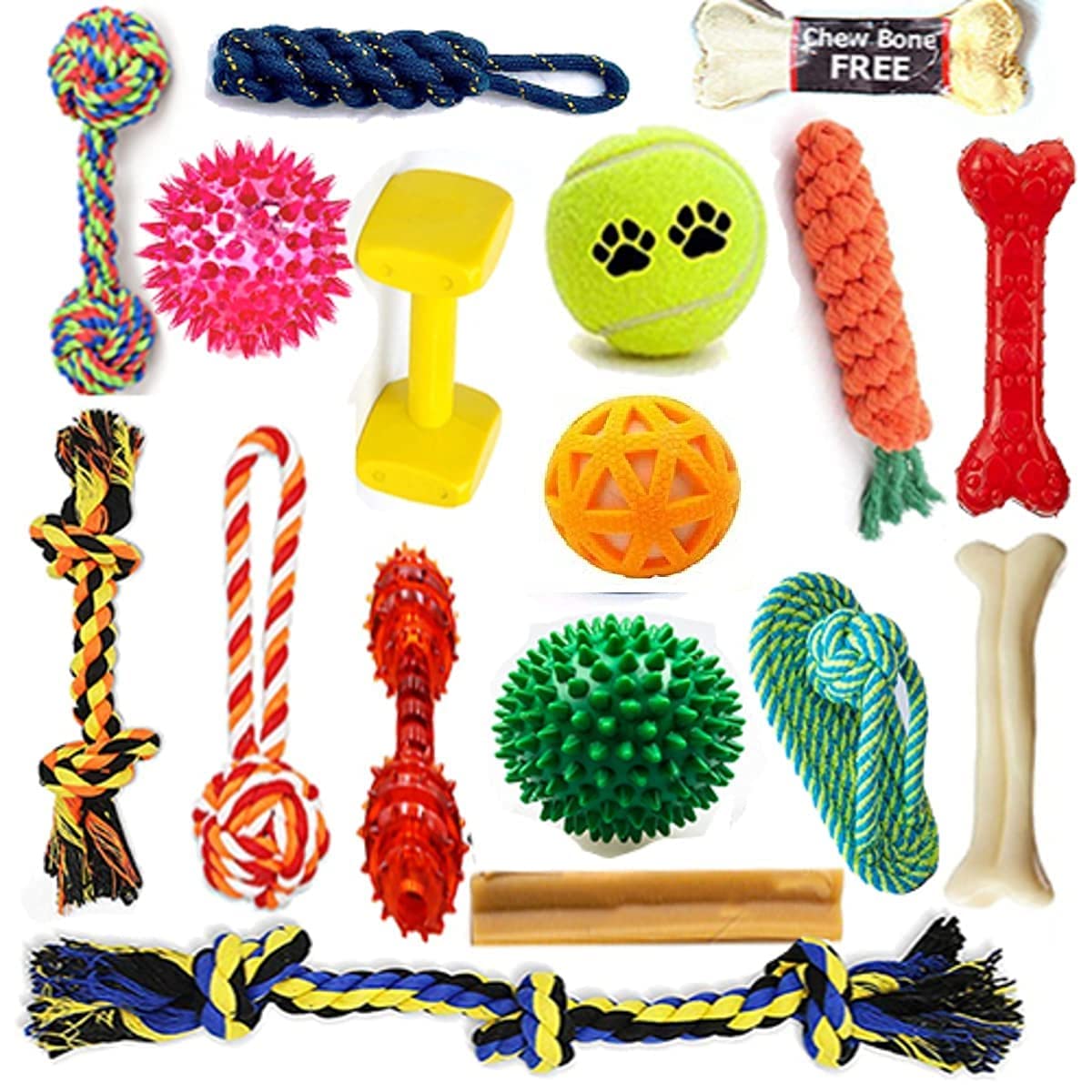 PSK PET MART Rope Toys + Dog Toys + Chew Toys + Squeaky Toys + Toys for Puppy Chew Bone for Dog + Dog Cotton + Poly Mix Chew Toys, 17 in 1 Combo (Buy 1 Get 1 Chew Bone Free) (B09FJYD66W) Amazon Price History, Amazon Price Tracker
