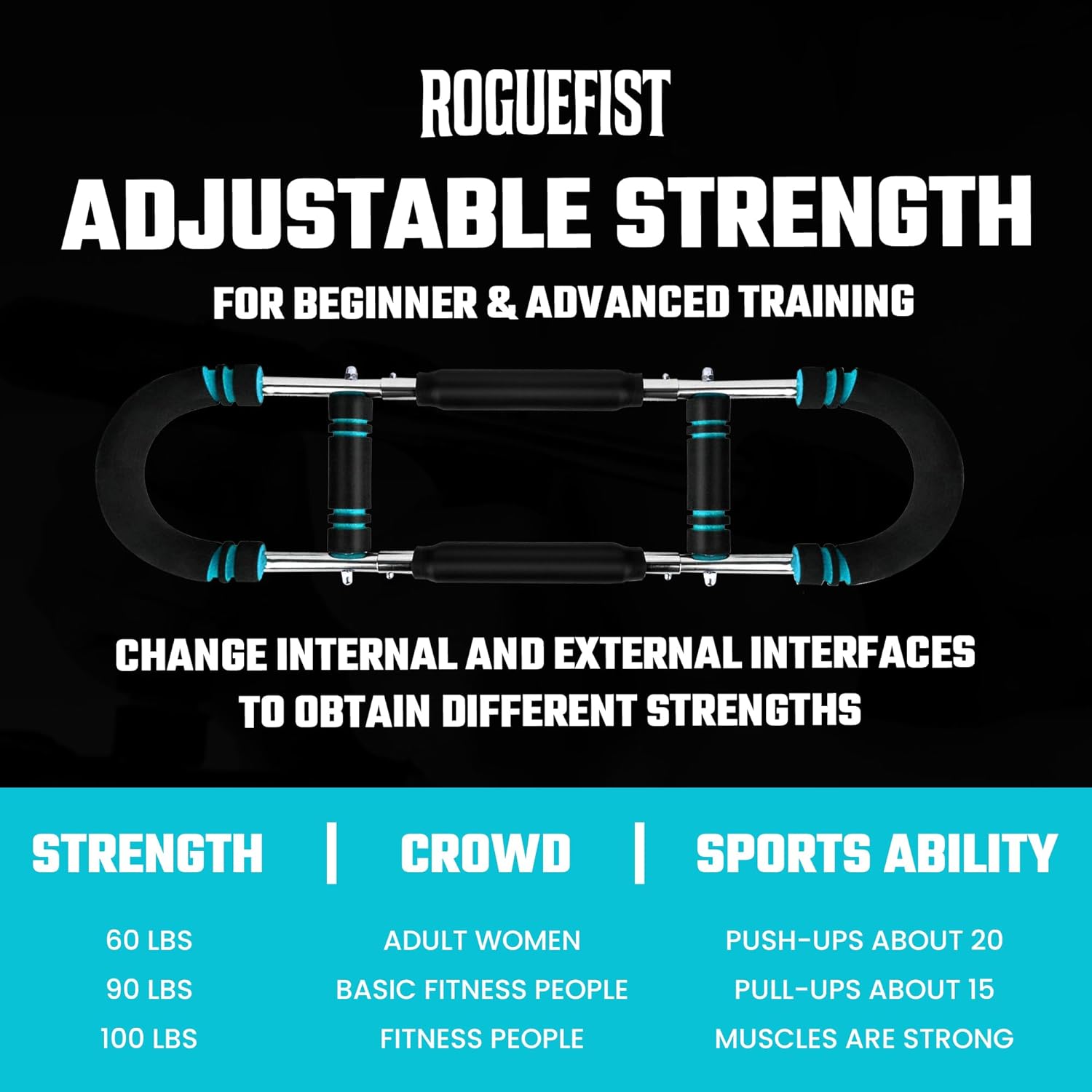 Twister Arm Trainer, Adjustable 3 Resistance Levels (60–100 lbs) Stainless Steel Arms Strengthener for Shoulders, Biceps Chest Workout Equipment with Added Silicone Gym Grip Pads