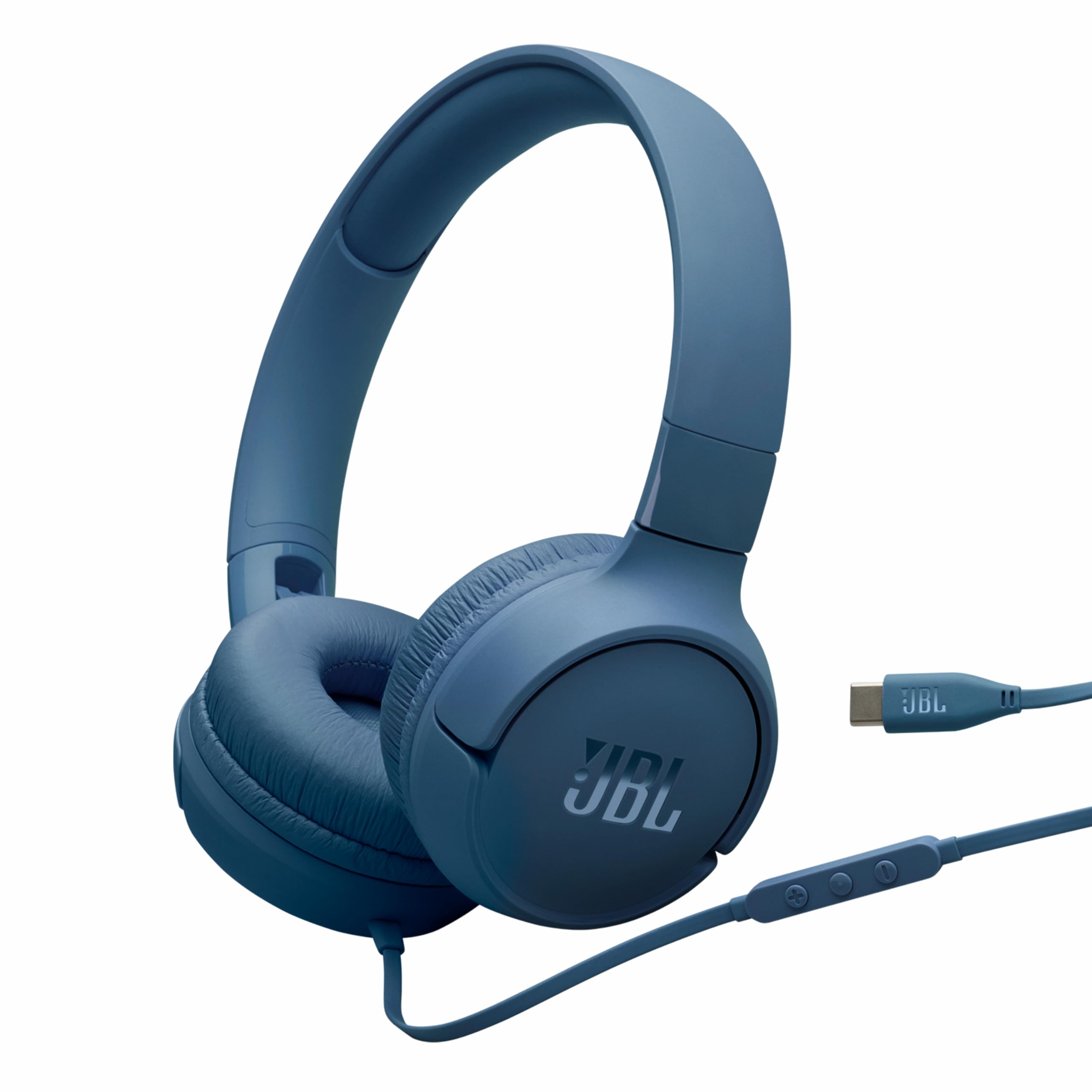 JBL, Tune 520C Bluetooth On-Ear Type c Wired Headphone with Mic, Pure Bass Sound (Blue)