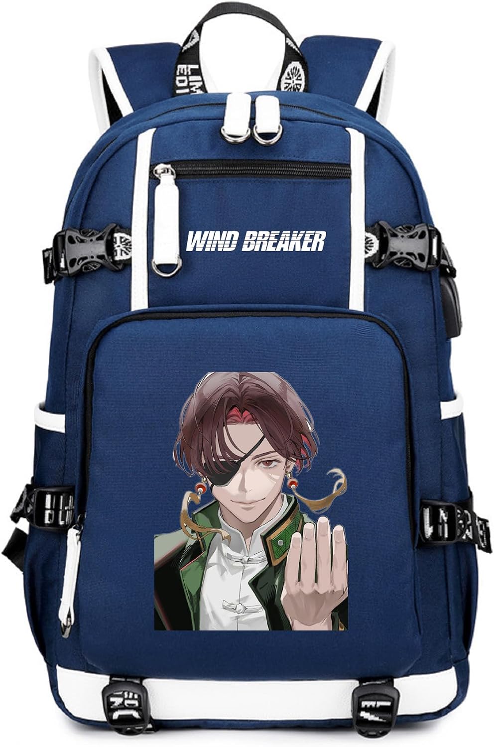 Anime Wind Breaker School Bag Backpack Laptop Bag Daypack Rucksack with USB port Color B17