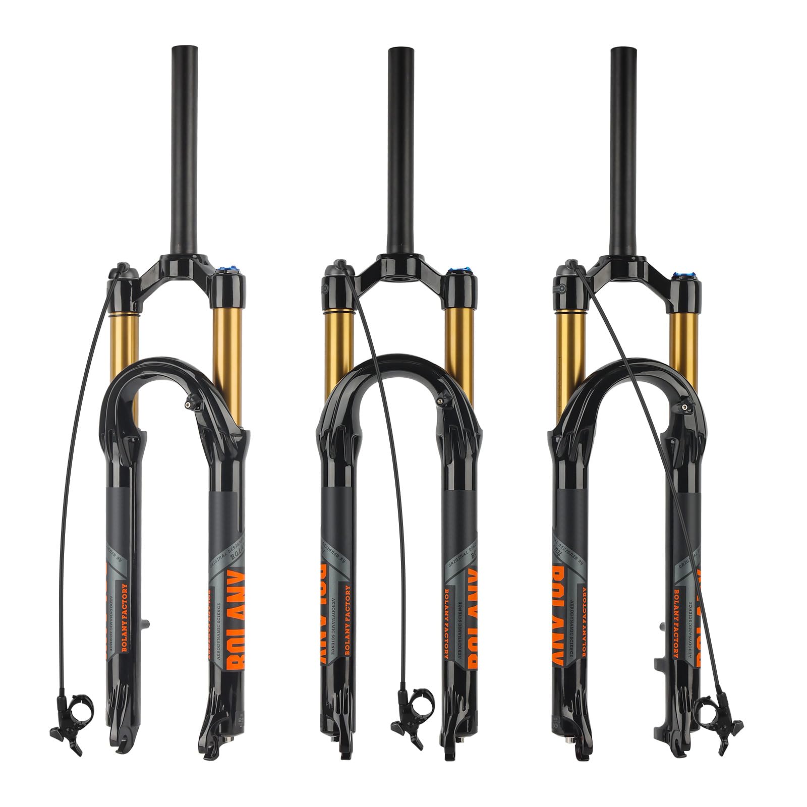BOLANY 27.5/29inch Bike Suspension Fork 120mm Travel 28.6mm (1-1/8inch)*220mm Thread-Less Straight Steerer 9mm QR*100mm Spacing Disc Brake Version MTB Air Forks (Remote Black, 27.5inch)